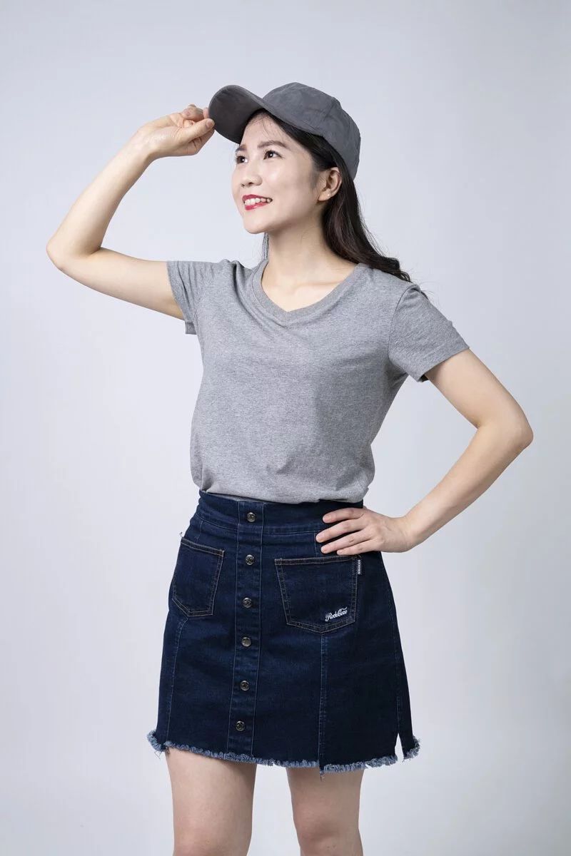 MIT V領素TEE (麻花)